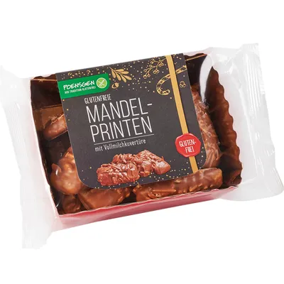 Zdjęcie produktu dla Poensgen Almond Printen bezglutenowy z polewą z mlecznej czekolady 175g