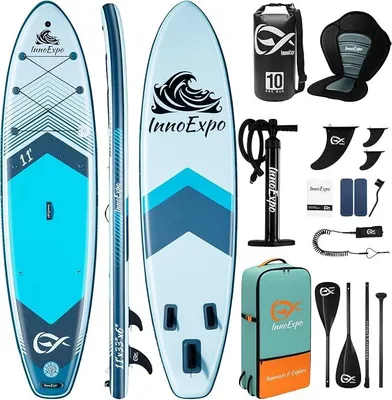 Imagen del producto de Tablas de paddle surf inflables con accesorios de alta calidad, diseño de tabla SUP ancha y estable, cubierta antideslizante y cómoda para jóvenes y adultos
