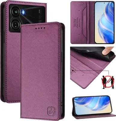 Produktbild von Lederhülle für itel P40 Hülle Flip Brieftasche Kartenfächern Ständer Schutzhülle Lila