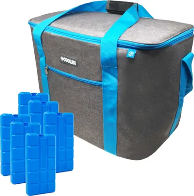 Produktbild von ToCi 36 Liter Kühltasche Isoliertasche Dunkelgrau Thermotasche Picknicktasche Kühlbox mit 6er-Set 200ml Kühlakkus Kühlelemente