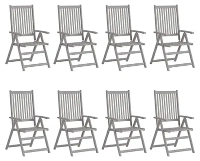 Productafbeelding van vidaXL Verstelbare tuinstoelen met kussens, 8 stuks, grijs, acaciahout