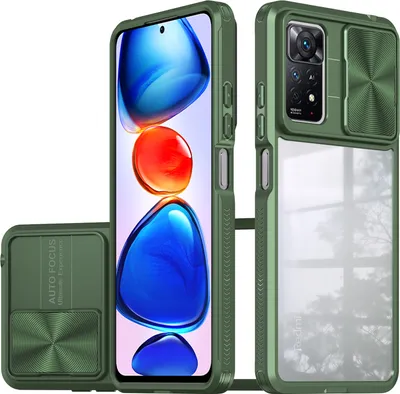 Produktbild von Redmi Note 11 Pro Hülle, TPU Bumper mit mit Schiebe Kamera Schutz Klar Schutzhülle für Xiaomi Redmi Note 11 Pro 5G/4G Grün