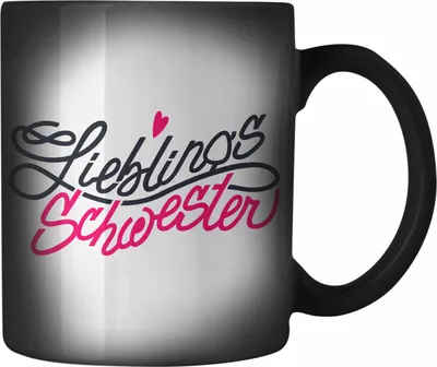 Produktbild von Trendation - Lieblingsschwester Farbwechsel Zauber-Tasse Geschenk Spruch Beste Schwester Der Welt Geschenkidee (Schwarz)