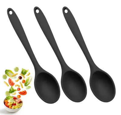 Productafbeelding van Set van 3 Siliconen Kooklepels 27 cm - Hittebestendig en Antikleef