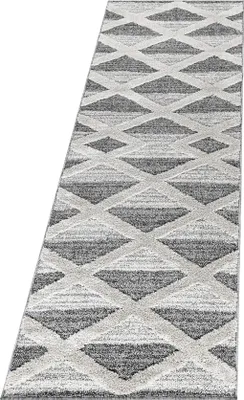 Produktbild von Teppich Läufer Wohnzimmer Grau 80x250 Geometrisches Design aus Polypropylen