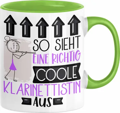 Produktbild von Klarinettistin Geschenk Tasse Geschenkidee für Klarinettistin Geburtstag Weihnachten Spruch So Sieht Eine Richtig Coole Klarinettistin Aus Kaffee-Becher  (Grün)