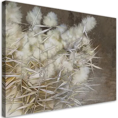 Image de Toile « Roseaux » 120 x 80 Feeby Beige, image pour le mur, prête à être accrochée