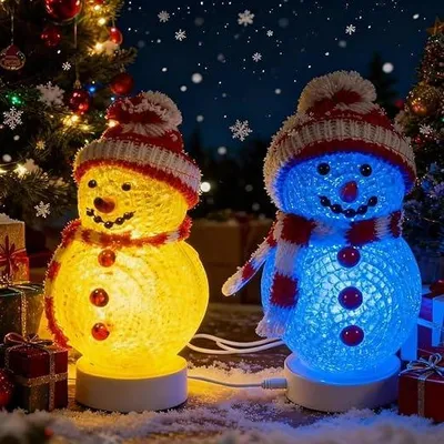 Zdjęcie produktu dla Bałwan LED Świąteczny 2 szt USB Lampka Dekoracja Boże Narodzenie