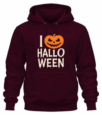 Zdjęcie produktu dla I Love Halloween Pumpkin Spooky Party Costume Kids Vintage Uni Bluza z kapturem, bordowy, XL