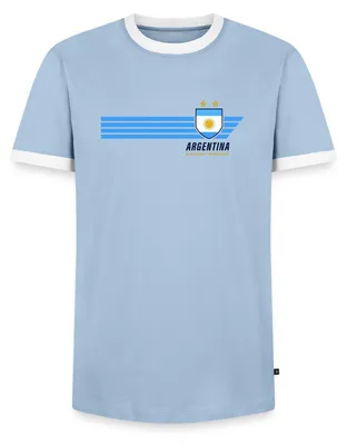 Produktbild von Spreadshirt Argentinien Fußball Fanlook Trikot Männer Kontrast T-Shirt, M, Hellblau/Weiß