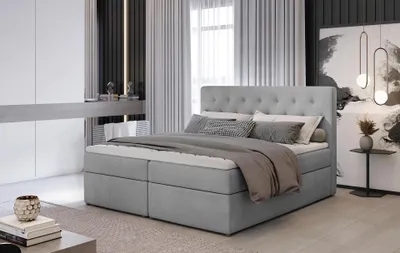 Produktbild von Doppelbett 180x200 LEVIRO - hellgrau