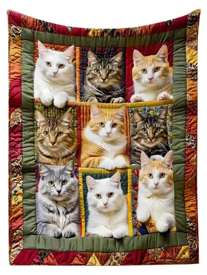 Productafbeelding van Zachte Fleece Deken met Kattenpatroon