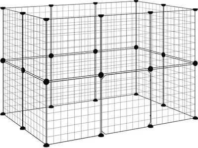 Obrázok produktu pre vidaXL 20-dielna klietka pre domáce zvieratá s dvierkami čierna 35x35 cm oceľ