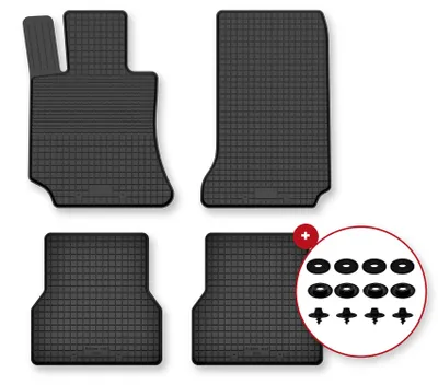Zdjęcie produktu dla Dywaniki gumowe do Mercedes C W203 2000-2008 (sedan/kombi) – 4 szt., czarne, dobierane – Wielganizator Semi-Universal
