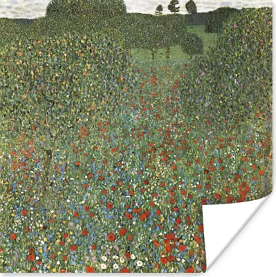 Produktbild von MuchoWow® Poster Mohnfeld - Gustav Klimt 75x75 cm - Wand Dekoration