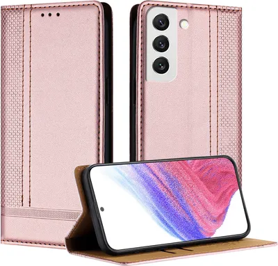 Produktbild von Handyhülle für Samsung Galaxy S22 5G Leder Flip Klappbare Schutzhülle mit Standfunktion Pink