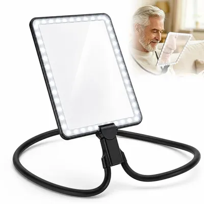 Produktbild von LED Lupe mit Licht, 5-fache Vergrößerung Leselupe mit 50 LEDs, wiederaufladbare Handlupe mit USB-C für Senioren, Nähen, Basteln und Lesen