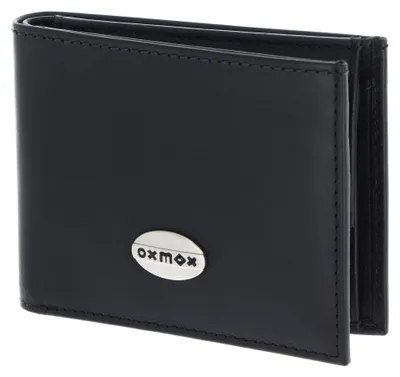 Image de oxmox Cuir porte-monnaie Leather RFID Protect Pocketbörse Pure Metal Round Black noir
