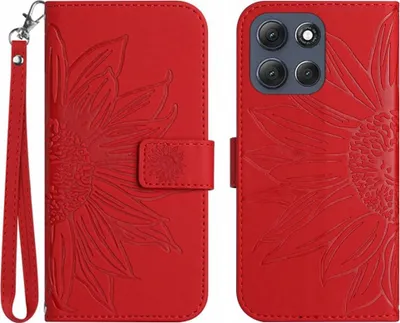 Produktbild von Motorola Moto G86 Hülle - Coverup Sonnenblume Klapphülle mit Schlüsselband - Rot