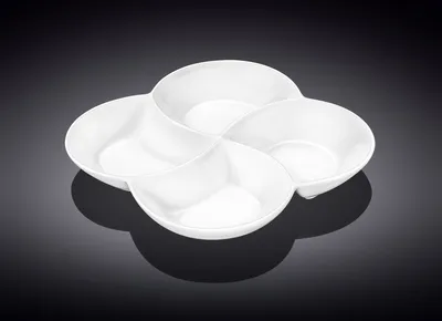 Produktbild von Wilmax Unterteilter Servierteller 22 x 22 cm mit 4 Fächern aus Porzellan, Weiß WL-992649/A