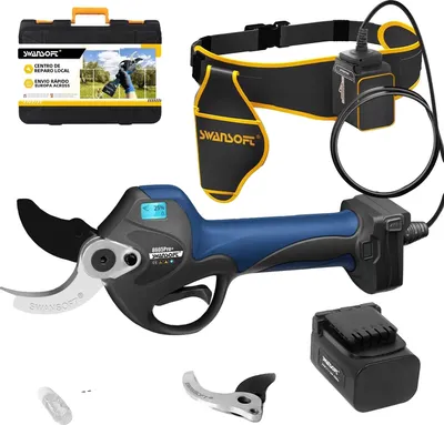 Zdjęcie produktu dla Elektryczne nożyce do gałęzi, moc 1050 W, lekka konstrukcja, kolor niebieski, dwa akumulatory
