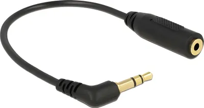 Produktbild von Delock - Kopfhöreradapter - Stereo Mikro-Stecker weiblich zu 4-poliger Mini-Stecker männlich gewinkelt - 17.5 cm - Schwarz