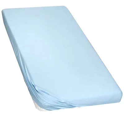 Produktbild von Moon-Luxury Topper Spannbettlaken Jersey Stretch Spannbetttuch Boxspringbett 97% Mako-Baumwolle 3% Elasthan 230g/m²-hellblau-90x200 - 100x220