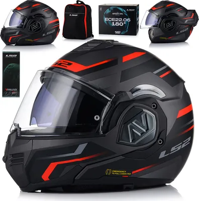 Image de LS2 casque pliable "FF906 Advant Kuka" 2 casque noir mat / rouge, taille 55 / 56 = S