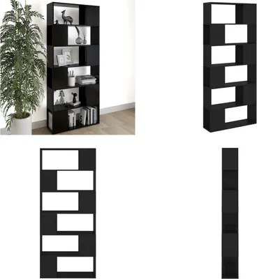 Obrázek produktu pro vidaXL Regál do knihovny černý 80x24x186 cm Materiál na bázi dřeva - Regál do knihovny - Regály do knihovny - Knihovna - Police na knihy