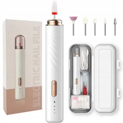 Zdjęcie produktu dla Frezarka do paznokci do manicure i pedicure, bezprzewodowa, zestaw frezów + etui