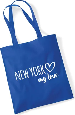 Produktbild von Huuraa Jutebeutel New York my love 10 Liter Bright Royal Baumwolle Tasche Geschenkidee