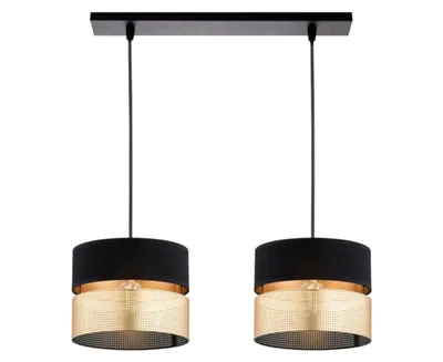 Produktbild von FKL DESIGN Home Deco Hängelampe Hängeleuchte Schwarz 2-flammig E27 Kunststoff Lampenshirm Lampe aus Serie N450 (BZ2)