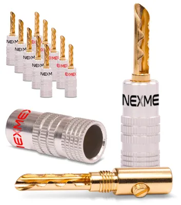 Produktbild von 12x Hohl Bananenstecker NEXMEX High End Banana 24K vergoldet Stecker Tube Kabel