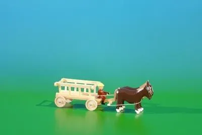 Produktbild von Miniaturen Leiterwagen leer mit Kutscher natur BxH 9x3,5cm