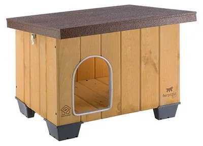 Produktbild von Ferplast Hundehütte BAITA 50, ausHolz, wetterfest, isolierende Kunststofffüße, 56 x 46,5 x h 41,5 cm