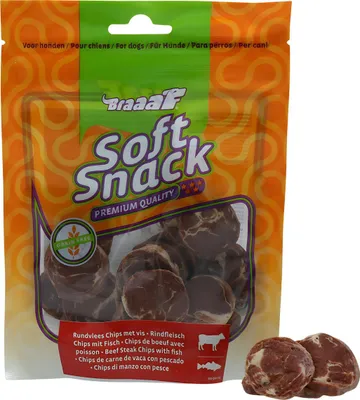 Imagen del producto de Braaaf: Snacks suaves para perros, sabor a carne y pescado, 85 g