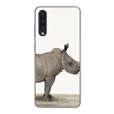 Produktbild von MuchoWow® Handyhülle Schutzhülle Hülle für Samsung Galaxy A30s Rhinozeros - Tiere - Jungen - Mädchen Silikon Softcase Handy Hülle - Karteninhaber