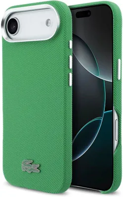 Image de Coque arrière Lacoste pour iPhone 17 Air - Vert estragon - Compatible MagSafe -