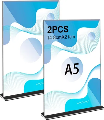 Productafbeelding van Tafelstand, A5, transparant acryl, set van 2, dubbelzijdig voor restaurant