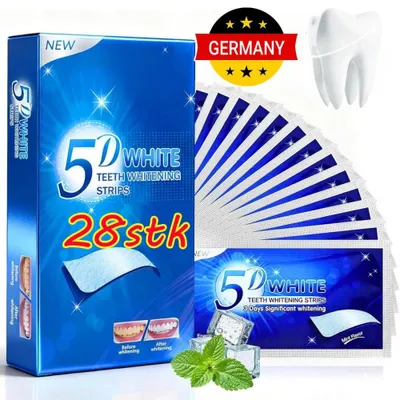 Produktbild von 28 Stück Zahnweiß Zahnaufhellung Streifen Whit Strip Weiße Zähne Bleaching 5D DE
