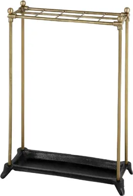 Produktbild von Casa Padrino Luxus Gehstockhalter Antik Messing / Schwarz 40 x 16 x H. 54 cm