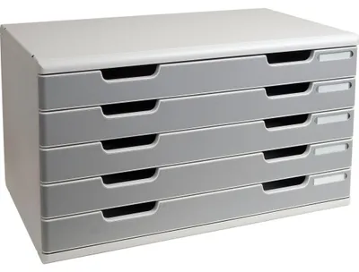 Produktbild von Exacompta Schubladenbox MODULO A3, 5 geschlossene Laden - Steingrau - 322041D