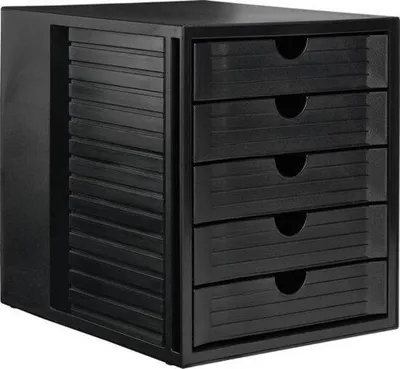 Zdjęcie produktu dla Szafka na dokumenty formatu A4 z 5 szufladami, czarna, metalowa