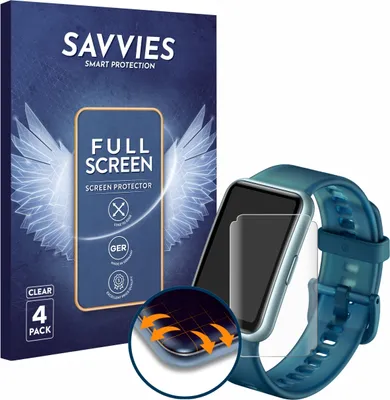Produktbild von 4x Savvies Fullscreen Schutzfolie für Huawei Watch Fit Special Edition Displayschutz Folie Fullcover Klar Transparent