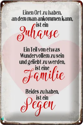 Produktbild von Blechschild Spruch 20x30cm Zuhause Familie Segen Herz
