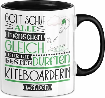 Produktbild von Kiteboarderin Geschenk Becher Tasse Gott Schuf Alle Menschen Gleich Nur Die Besten Durfeten Kiteboarderin Werden Geschenkidee Lustig (Schwarz)