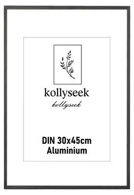 Alu-Bilderrahmen 30x45 cm schwarz mit Acrylglas und Passepartout