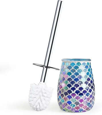 Image de Ensemble de brosse et support pour toilettes en verre mosaïque
