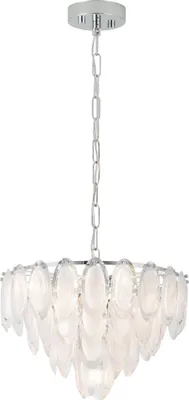 Produktbild von EGLO Hängelampe Carvario, Pendelleuchte Esstisch, Deckenlampe hängend, Kronleuchter aus Stahl in chrom, Glas in klar, satiniert, E14 , Ø 48,5 cm