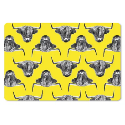 Produktbild von MuchoWow® Mauspad Mousepad Schottischer Highlander - Muster - Gelb 27x18 cm - Mousepads - Maus Mat - Pad - Mausunterlage - Büroartikel - Desk Matten
